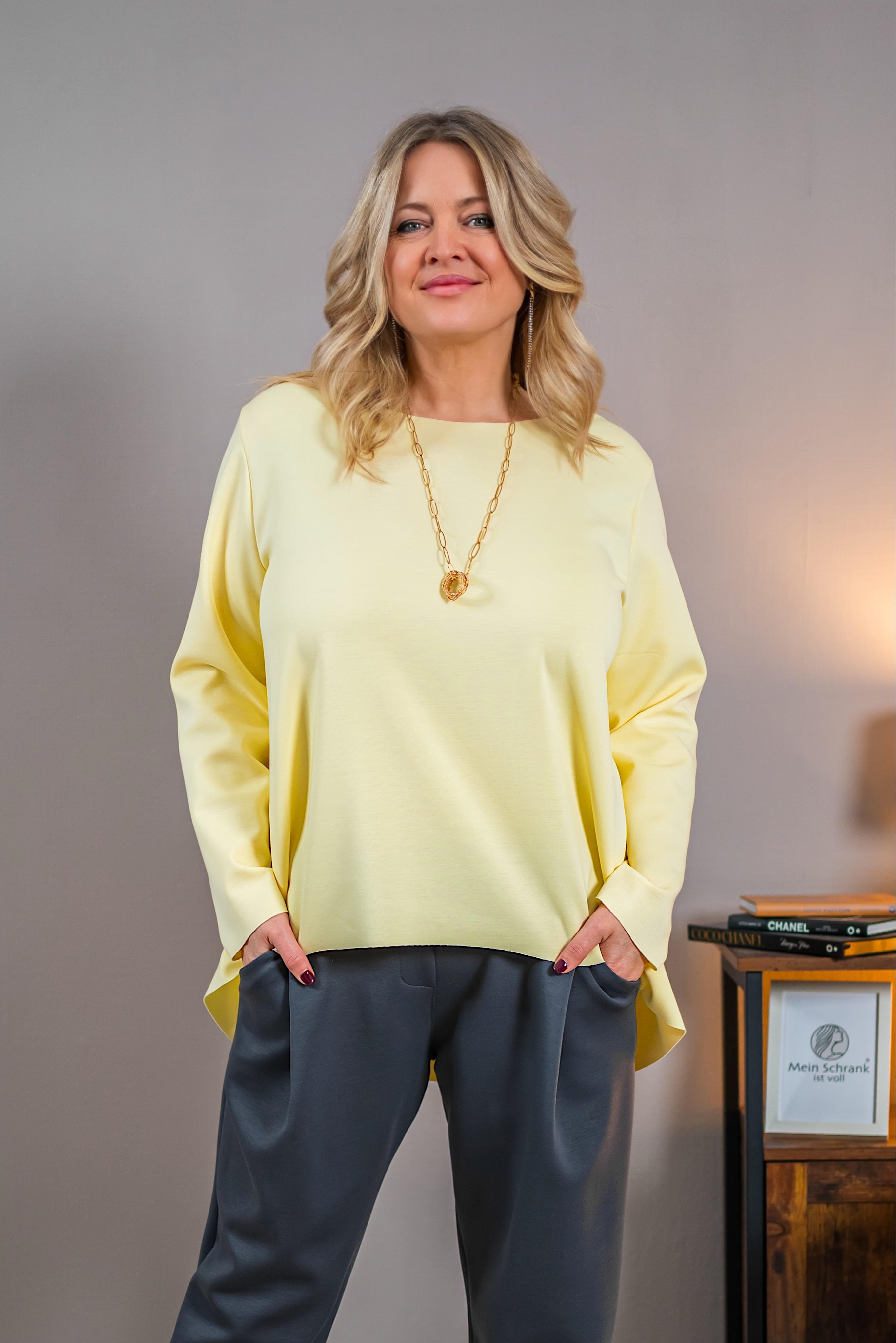 Locker geschnittenes Sweatshirt, gelb