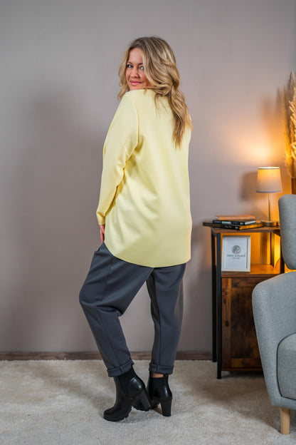 Locker geschnittenes Sweatshirt, gelb