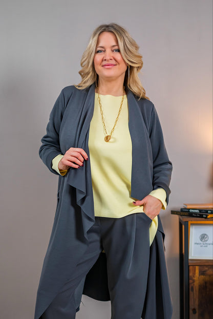 Eleganter langer Cardigan, anthrazit