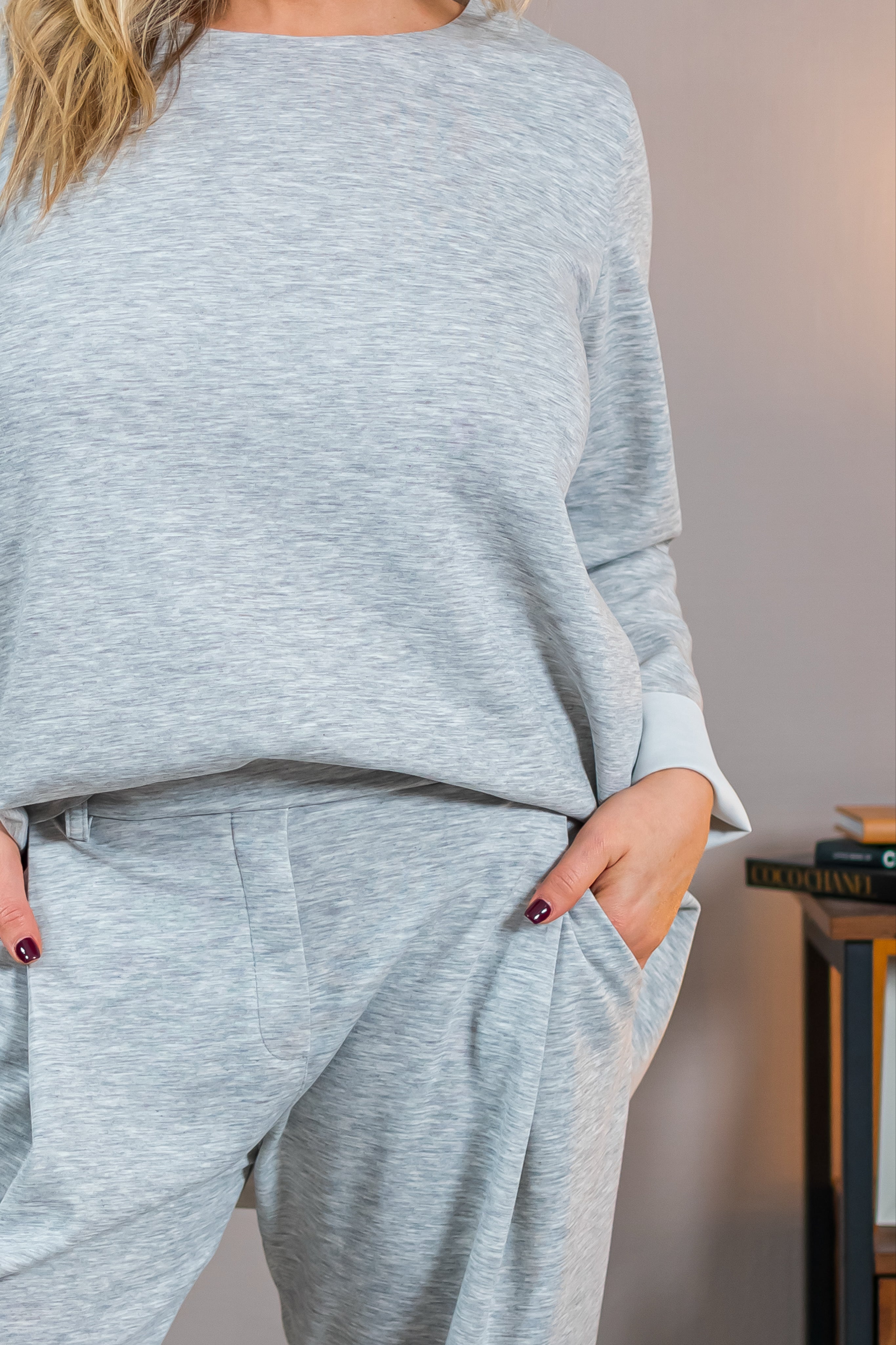 Locker geschnittenes Sweatshirt, grau melange