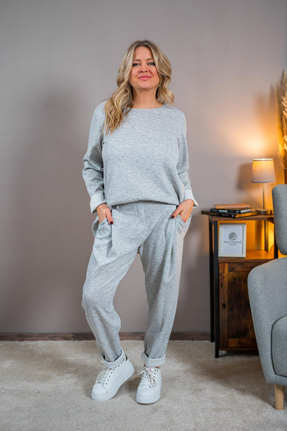 Locker geschnittenes Sweatshirt, grau melange