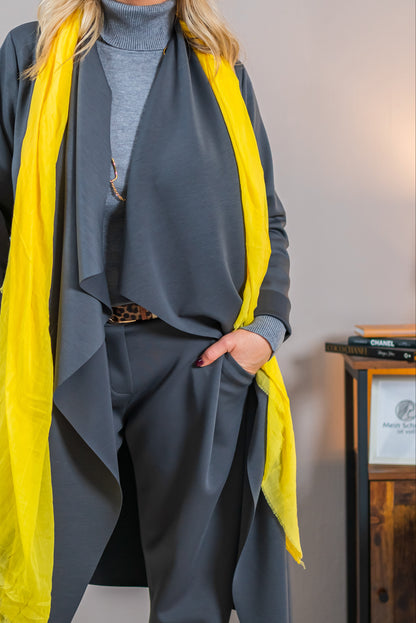 Eleganter langer Cardigan, anthrazit