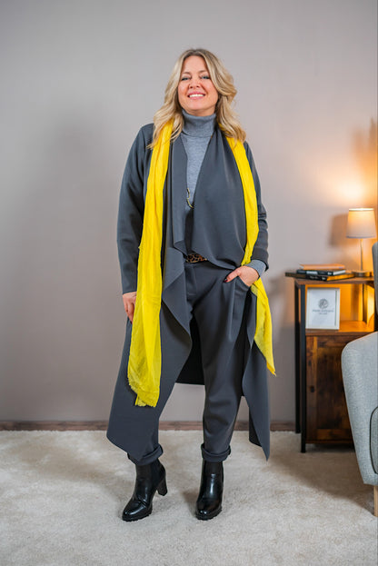 Eleganter langer Cardigan, anthrazit