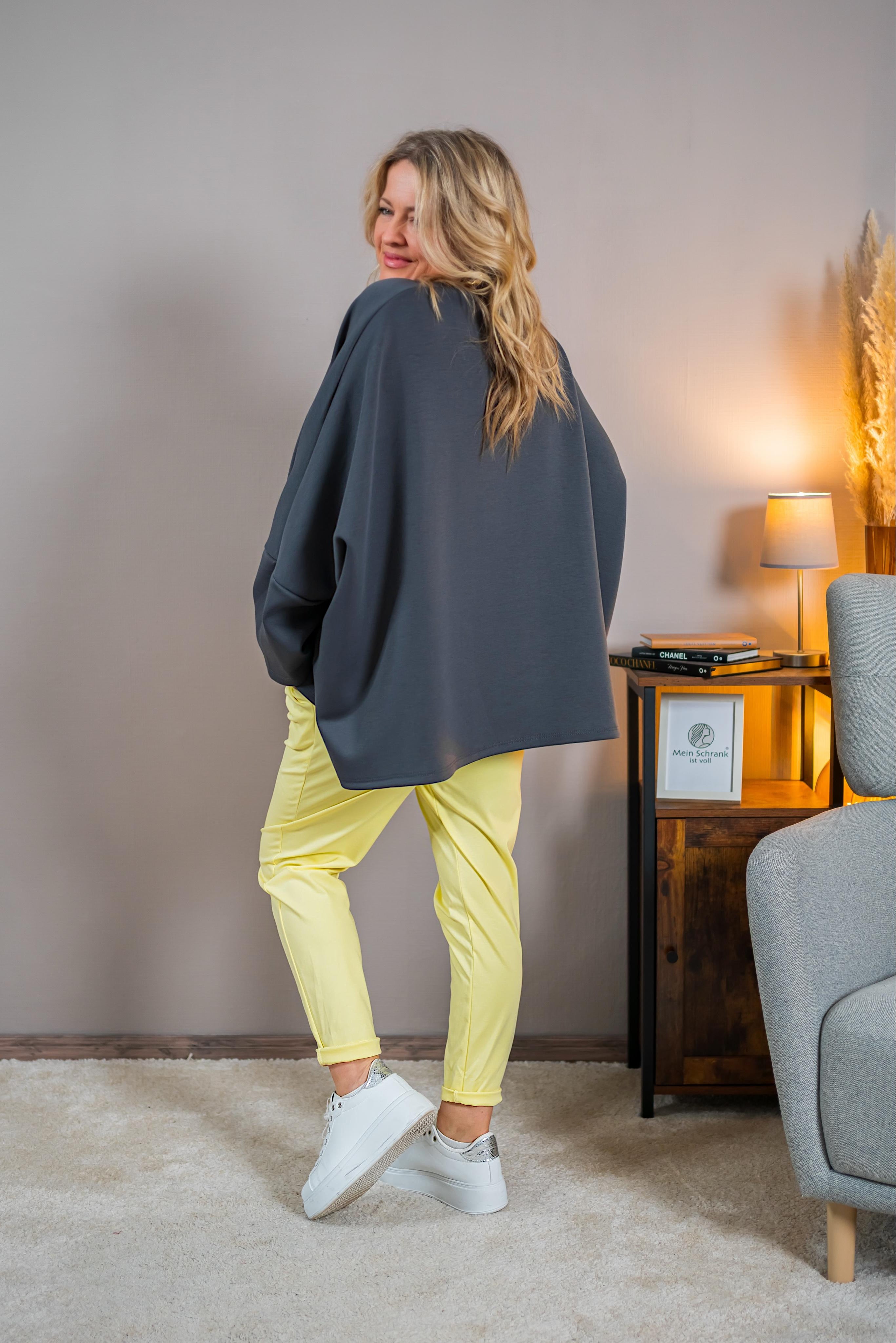Oversize Sweatshirt im Poncho-Stil, anthrazit