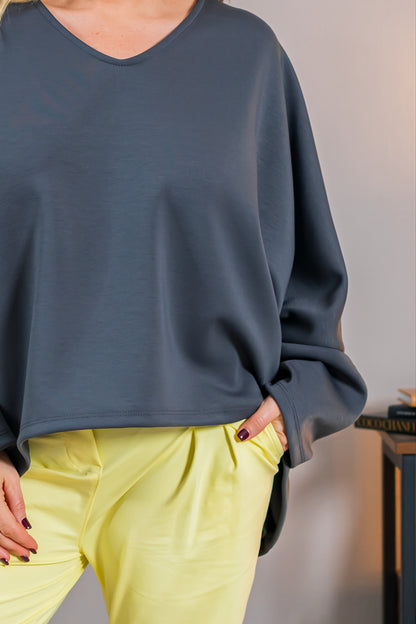 Oversize Sweatshirt im Poncho-Stil, anthrazit