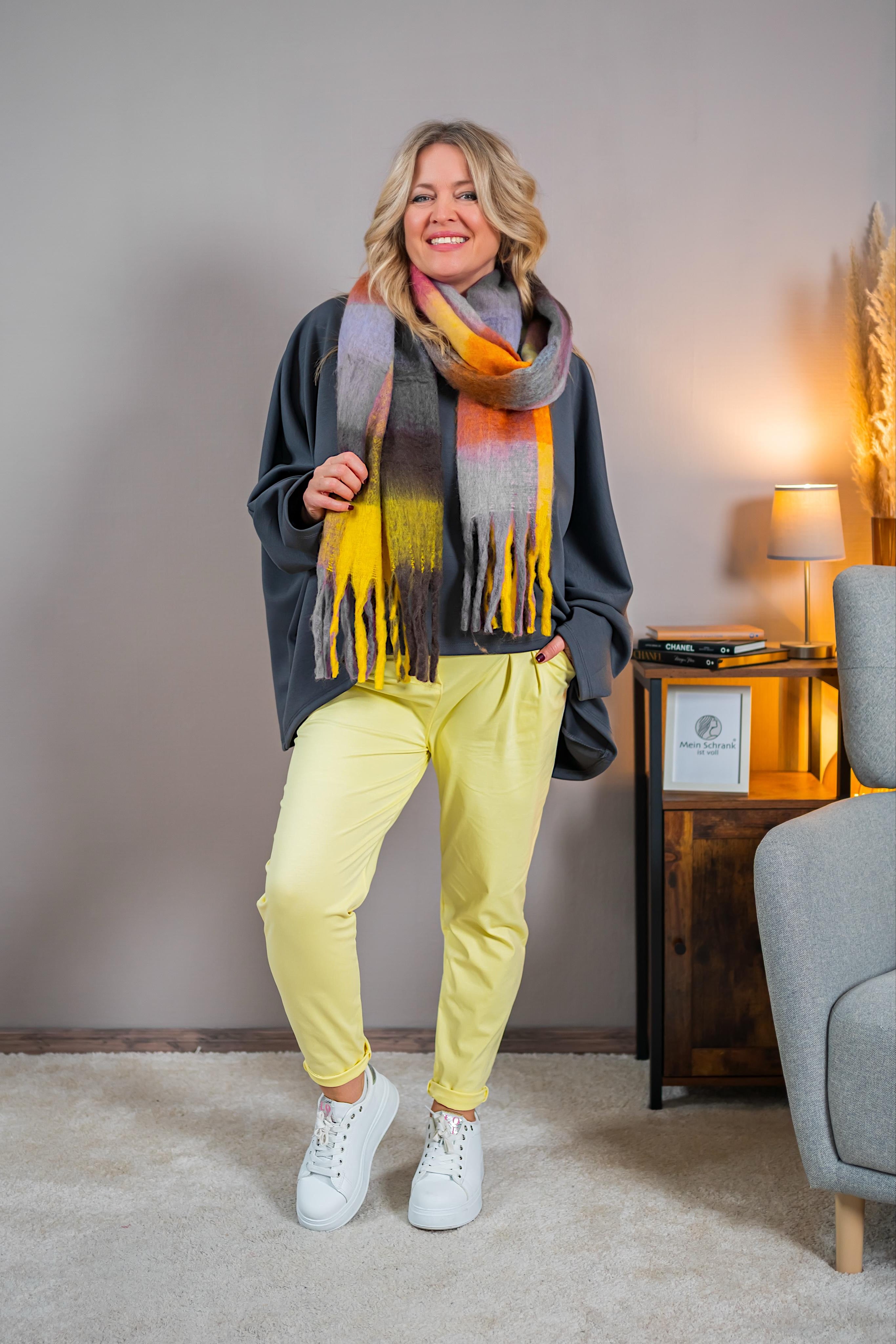 Karoschal in Gelb und Lila aus Viskose