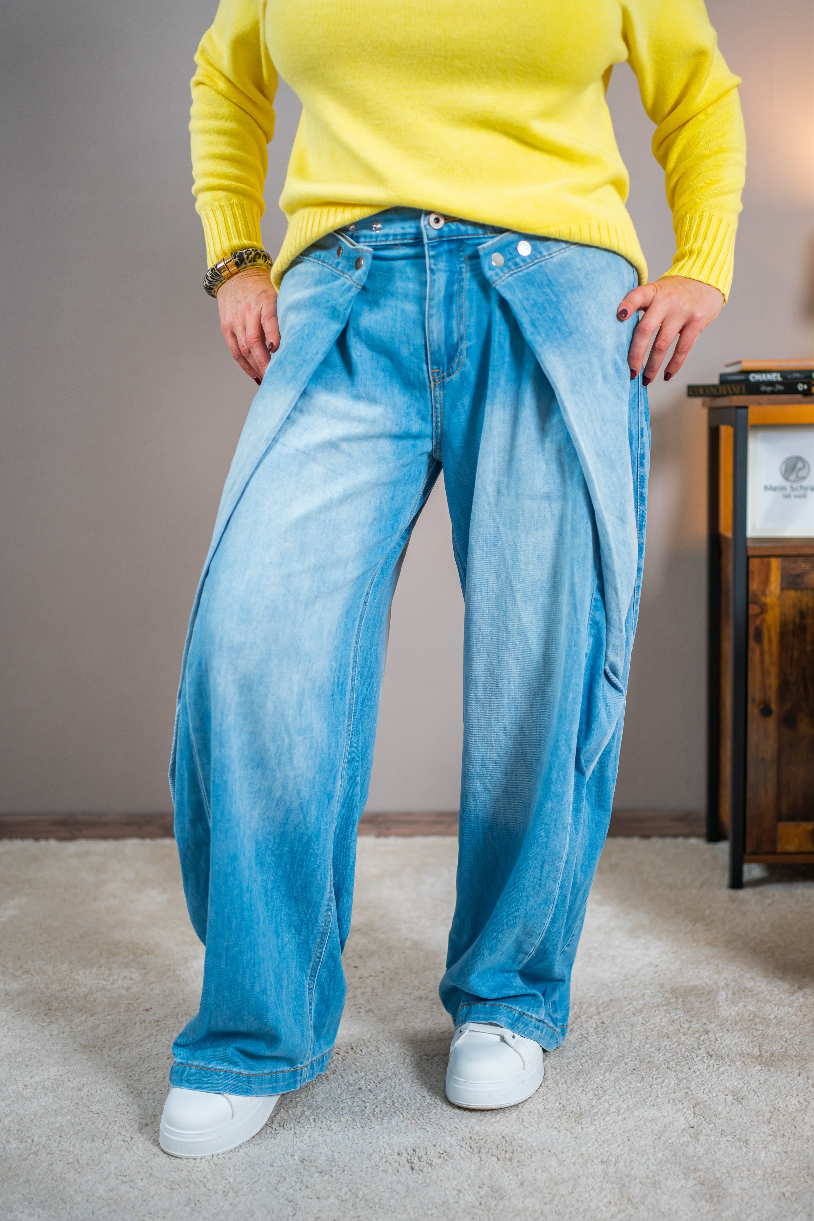 Jeans mit weitem Bein, blue