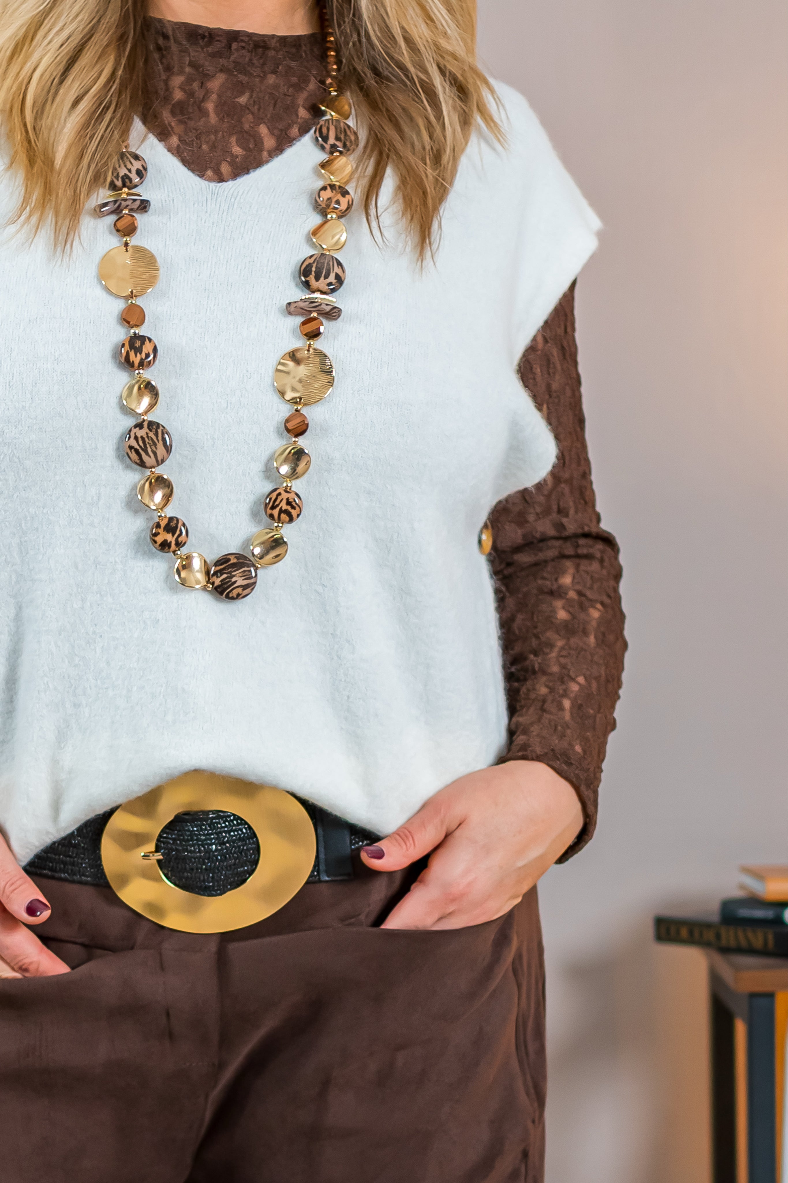 Strickpullunder mit V-Ausschnitt, wollweiß