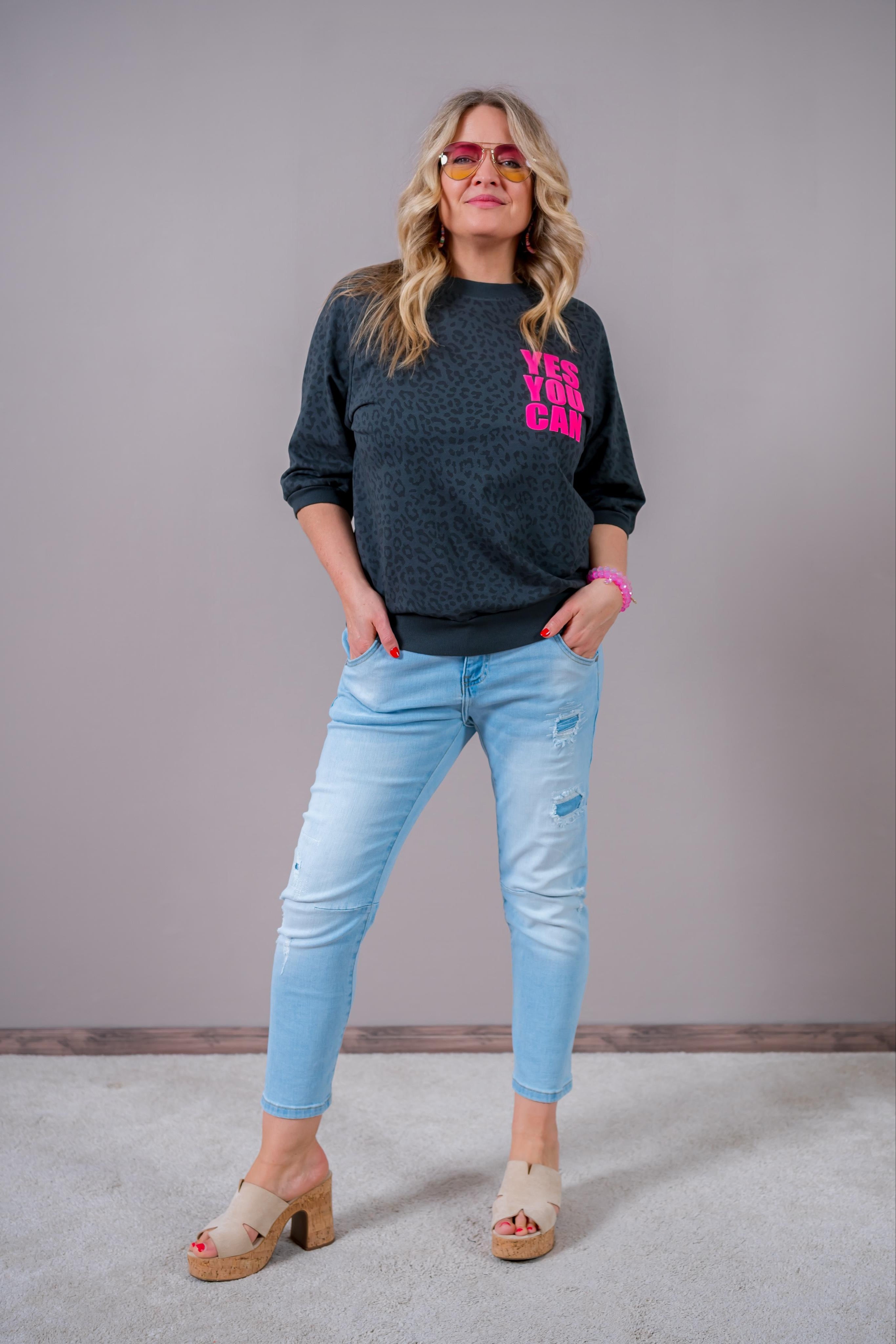 Leo-Sweatshirt "YES YOU CAN", dunkelgrau