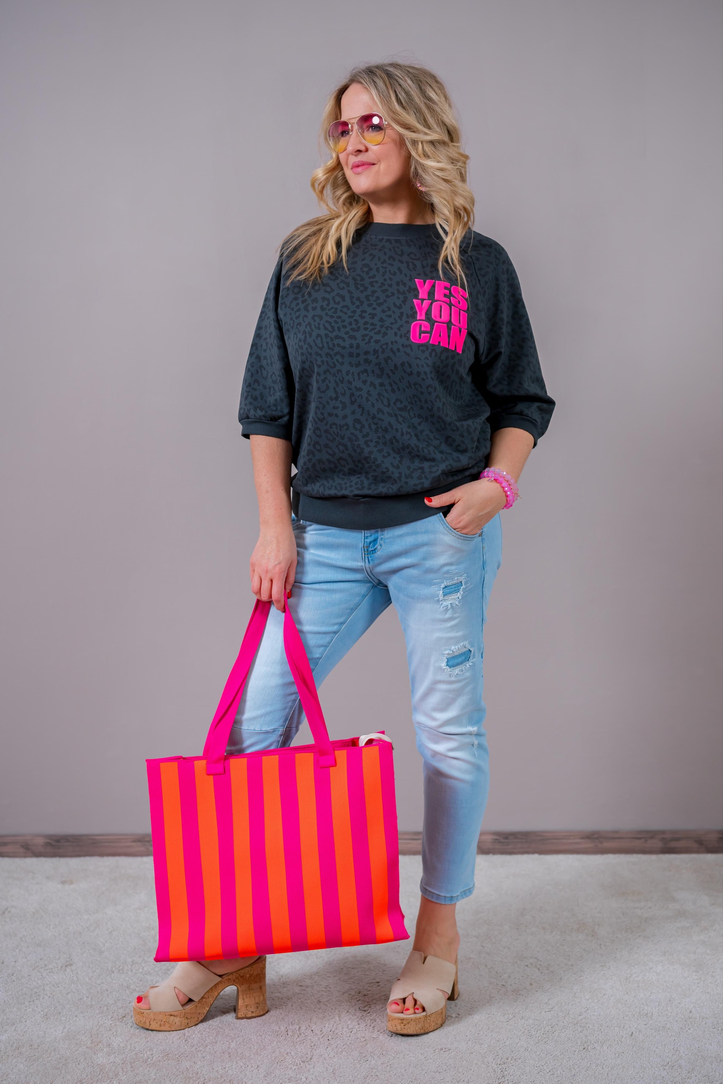 Leo-Sweatshirt "YES YOU CAN", dunkelgrau