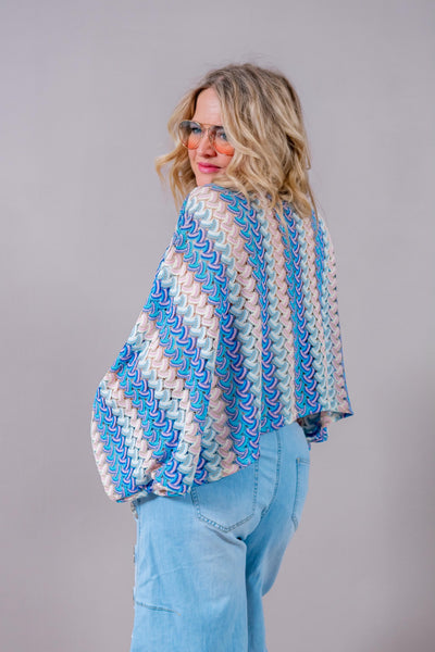 Oversized Strick-Shirt mit Lochmuster, pastellfarben