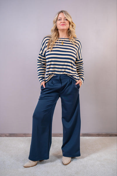 Stoffhose "Soft Flow", navy
