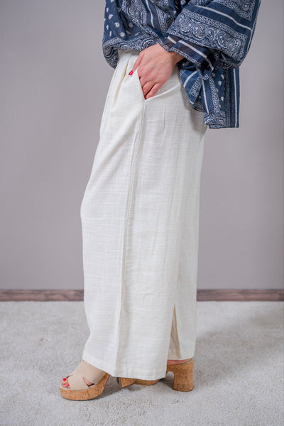 Leichte Stoffhose aus Leinengemisch, beige