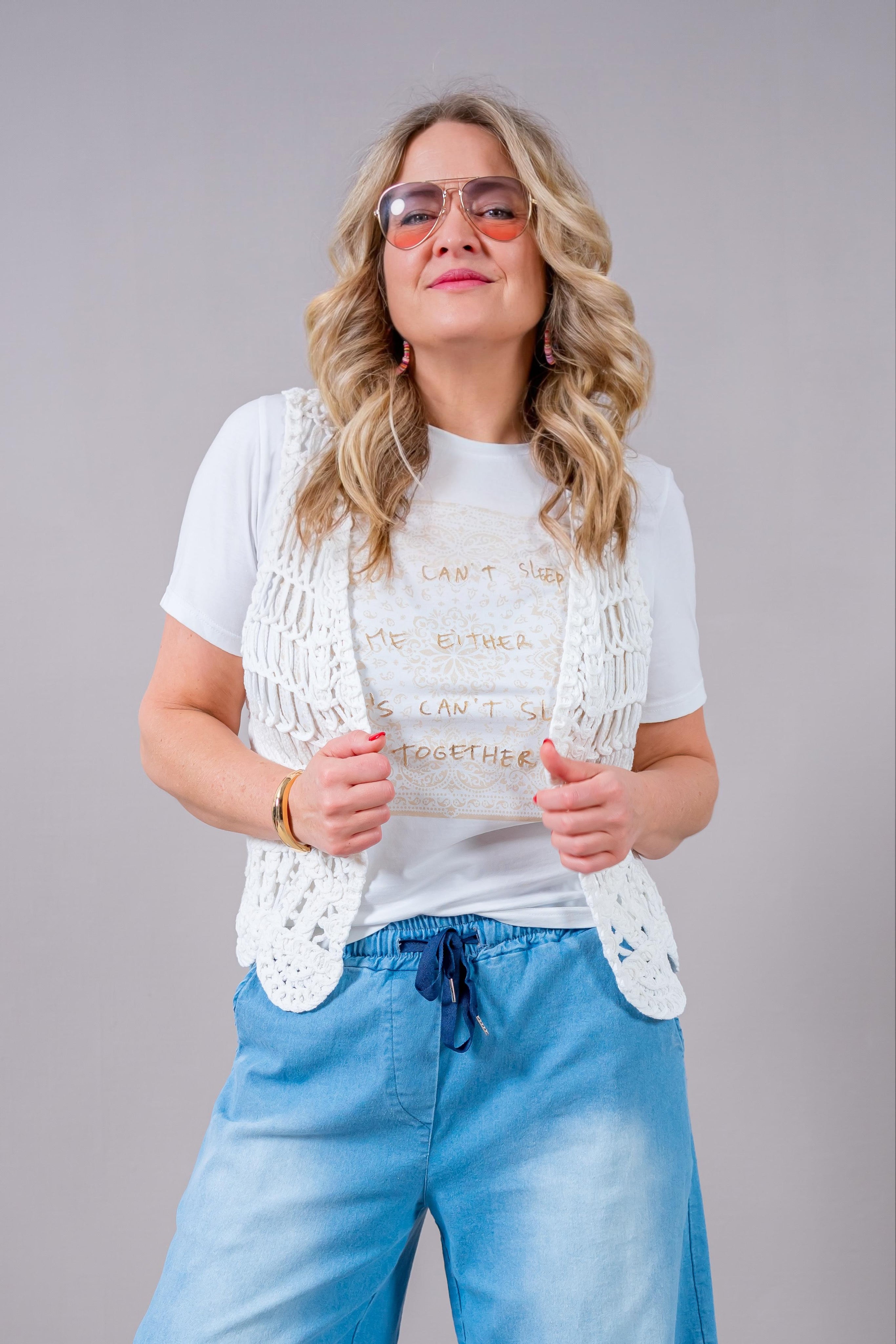 T-Shirt mit Druck, weiß