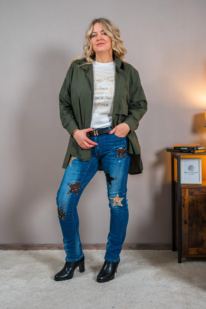 Oversize-Bluse in Khaki