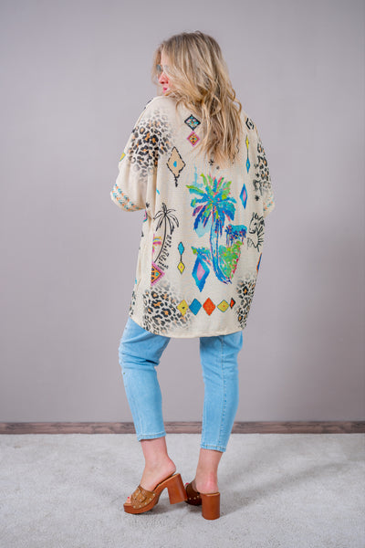 Leichter Cardigan mit Design und Glitzer-Effekt, mehrfarbig