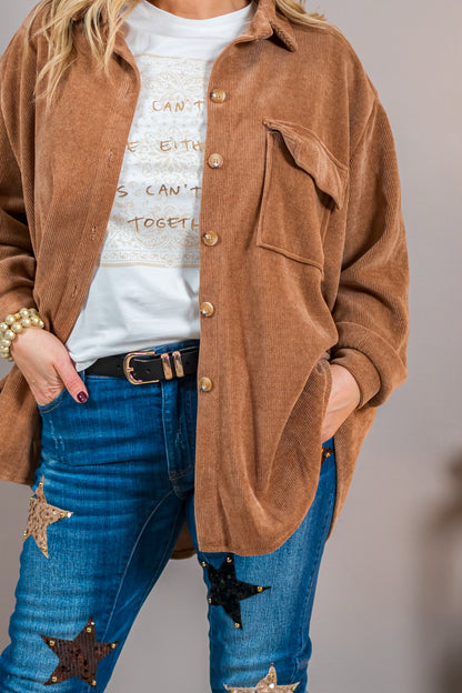 Hemd in Cordoptik, camel