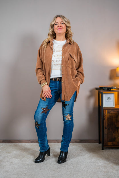 Hemd in Cordoptik, camel