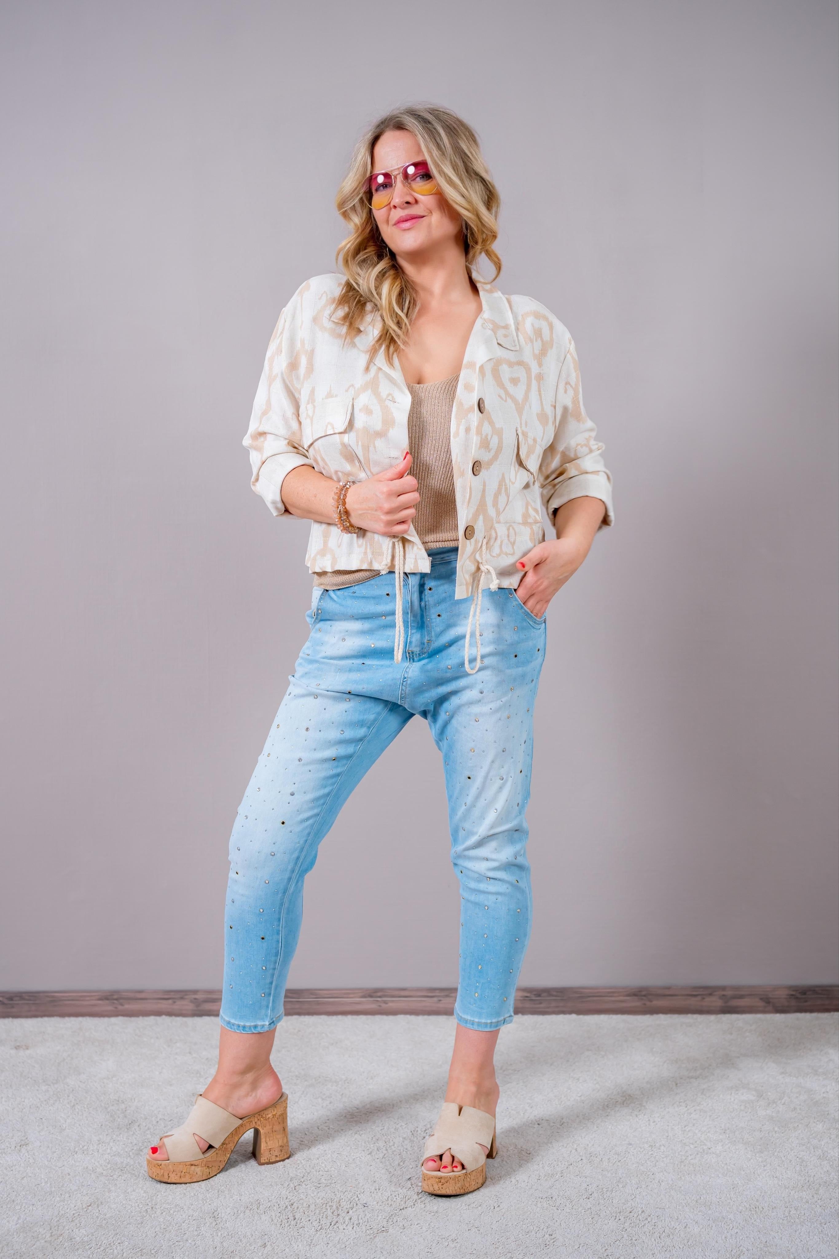 Stylische Kurzjacke mit Design und Details, creme/beige