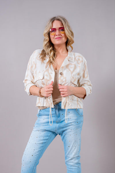 Stylische Kurzjacke mit Design und Details, creme/beige