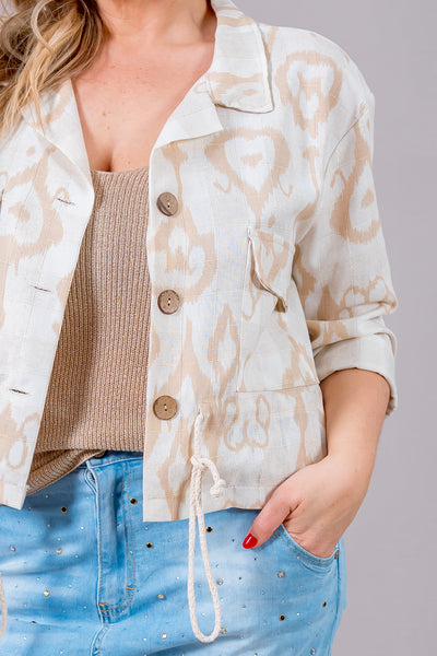 Stylische Kurzjacke mit Design und Details, creme/beige