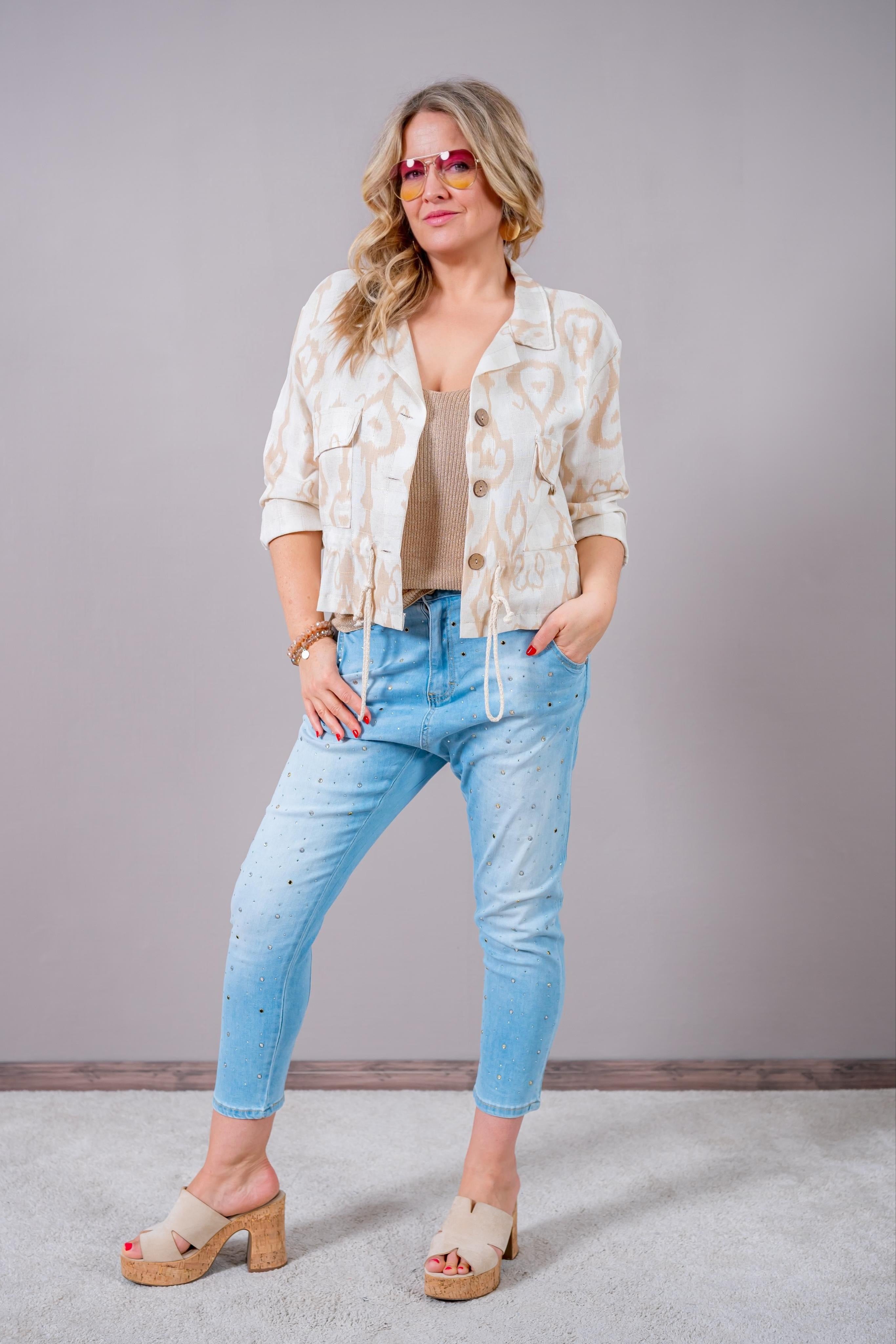 Stylische Kurzjacke mit Design und Details, creme/beige