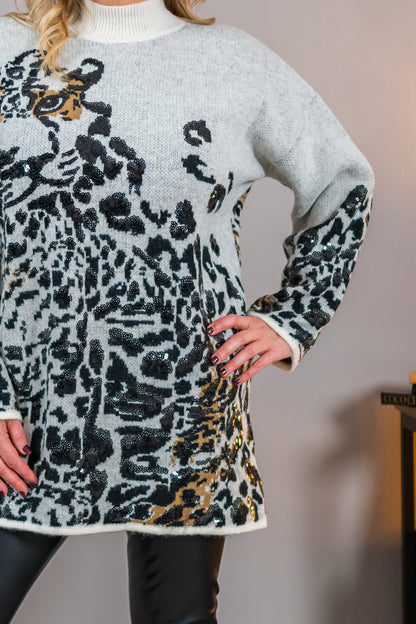 Strickkleid mit Pailletten-Muster