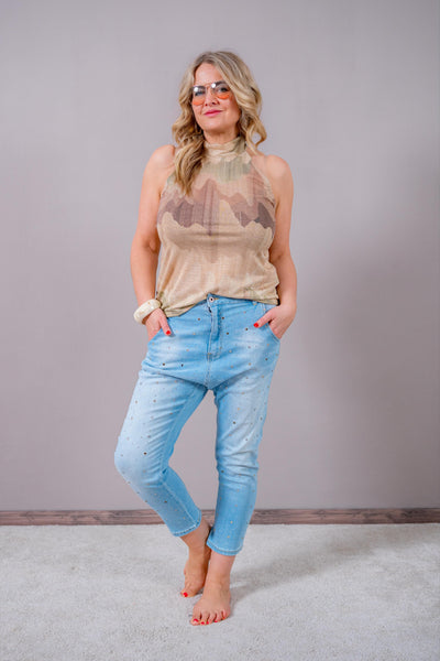 Stylisches Neckholder Top mit Schimmer-Effekt, mehrfarbig