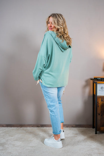 Lässiger Hoodie mit Schriftzug, mintgrün