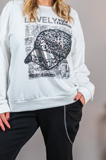 Stylisches Sweatshirt mit Deko-Reißverschlüssen, weiß