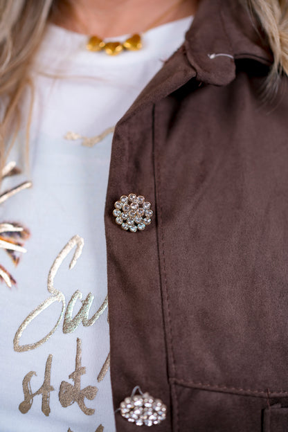 Weiche Jacke in Wildleder-Optik, schokobraun