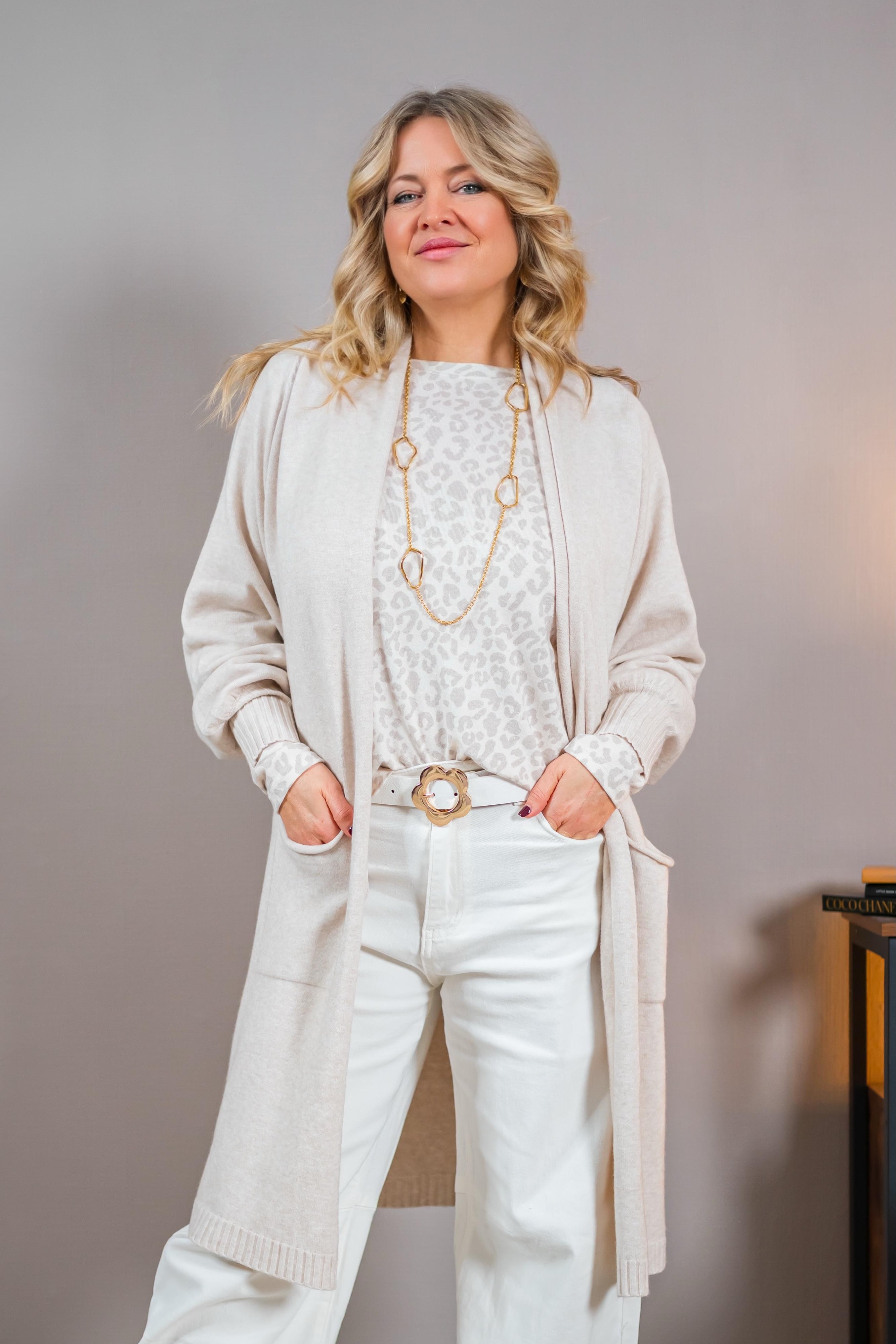 Langer Cardigan, creme/beige