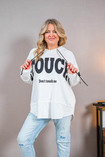 Kapuzenpullover mit Allover-Print, weiß