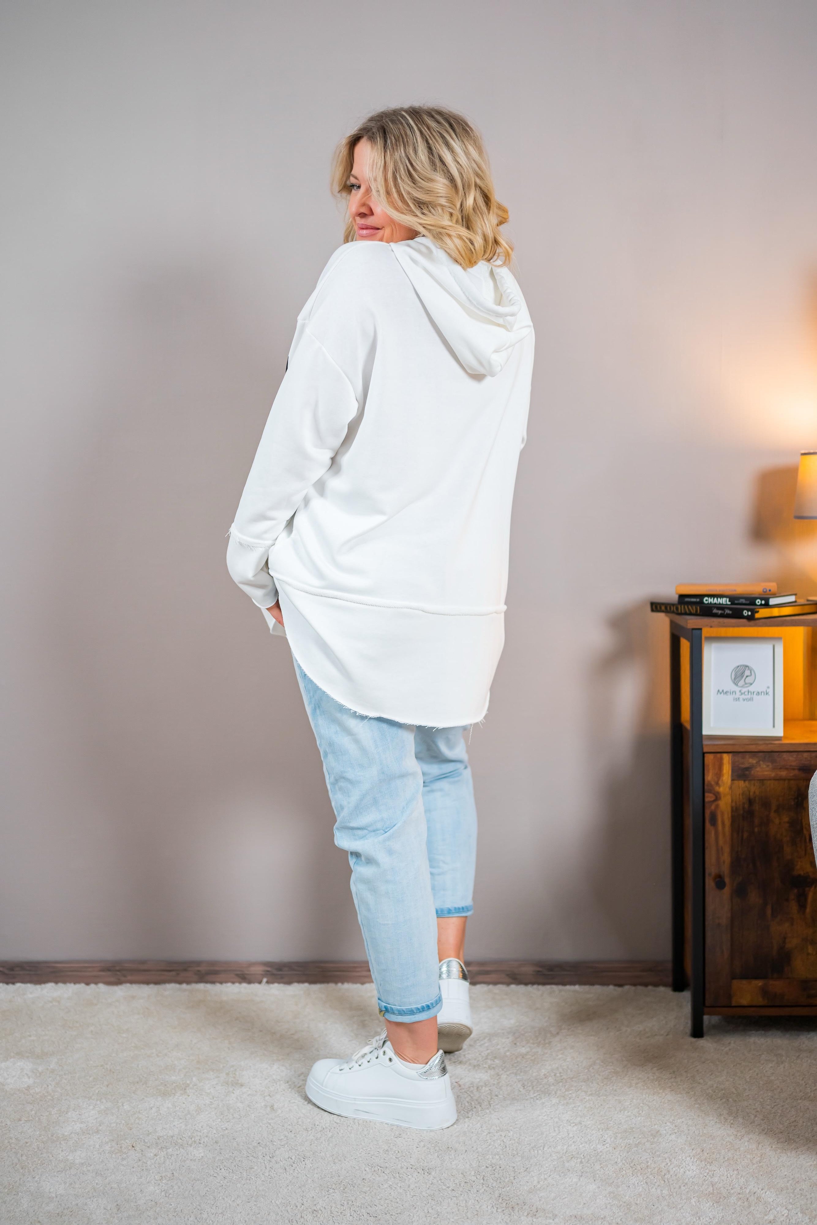 Kapuzenpullover mit Allover-Print, weiß