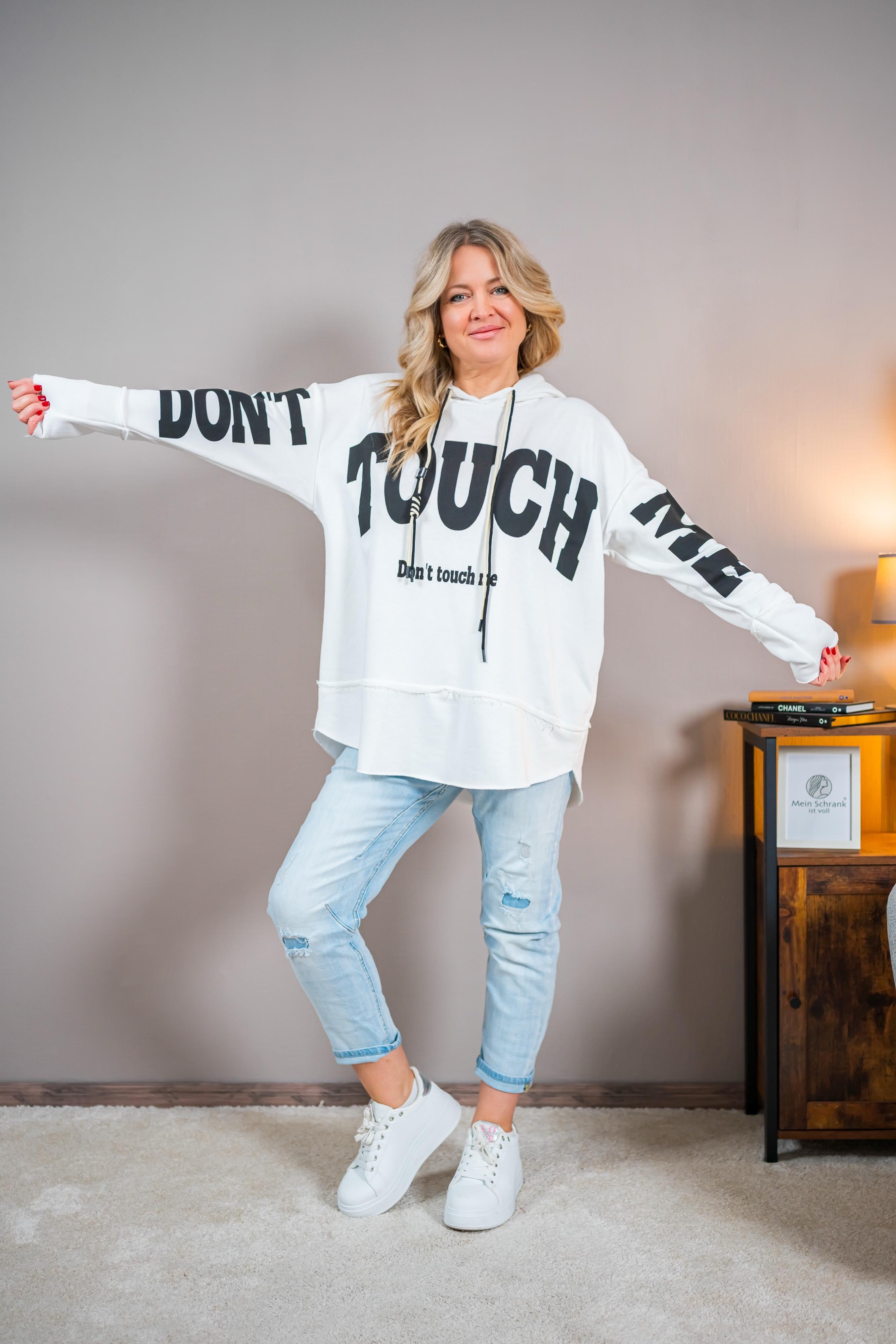 Kapuzenpullover mit Allover-Print, weiß