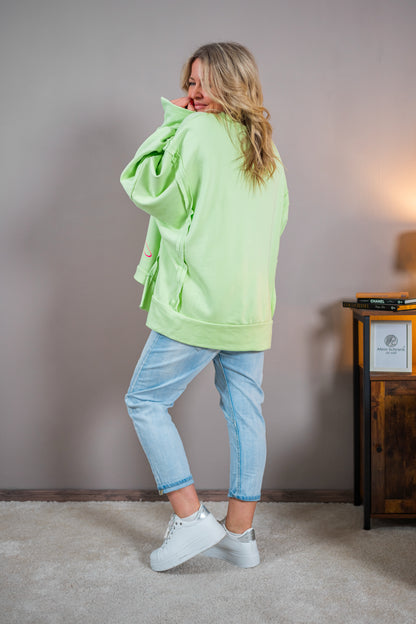 Oversize Sweatshirt mit Print, hellgrün