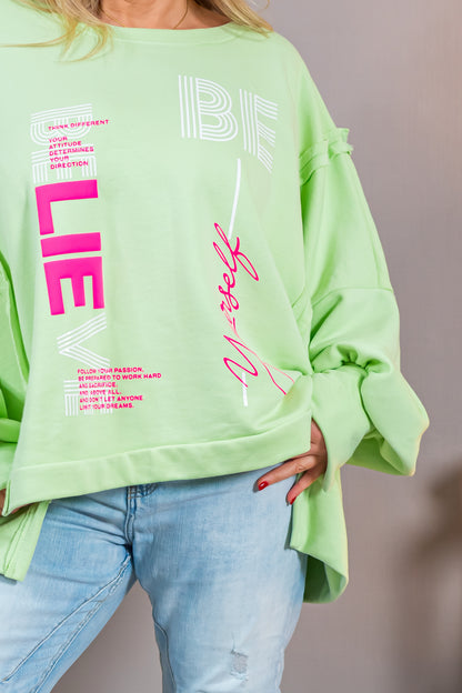Oversize Sweatshirt mit Print, hellgrün
