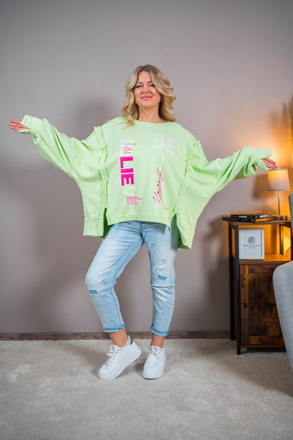 Oversize Sweatshirt mit Print, hellgrün