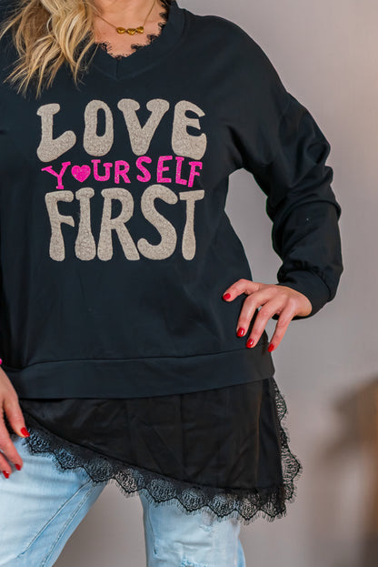 Sweatshirt mit Statement-Print, schwarz