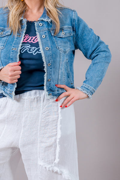Jeansjacke mit Fransen