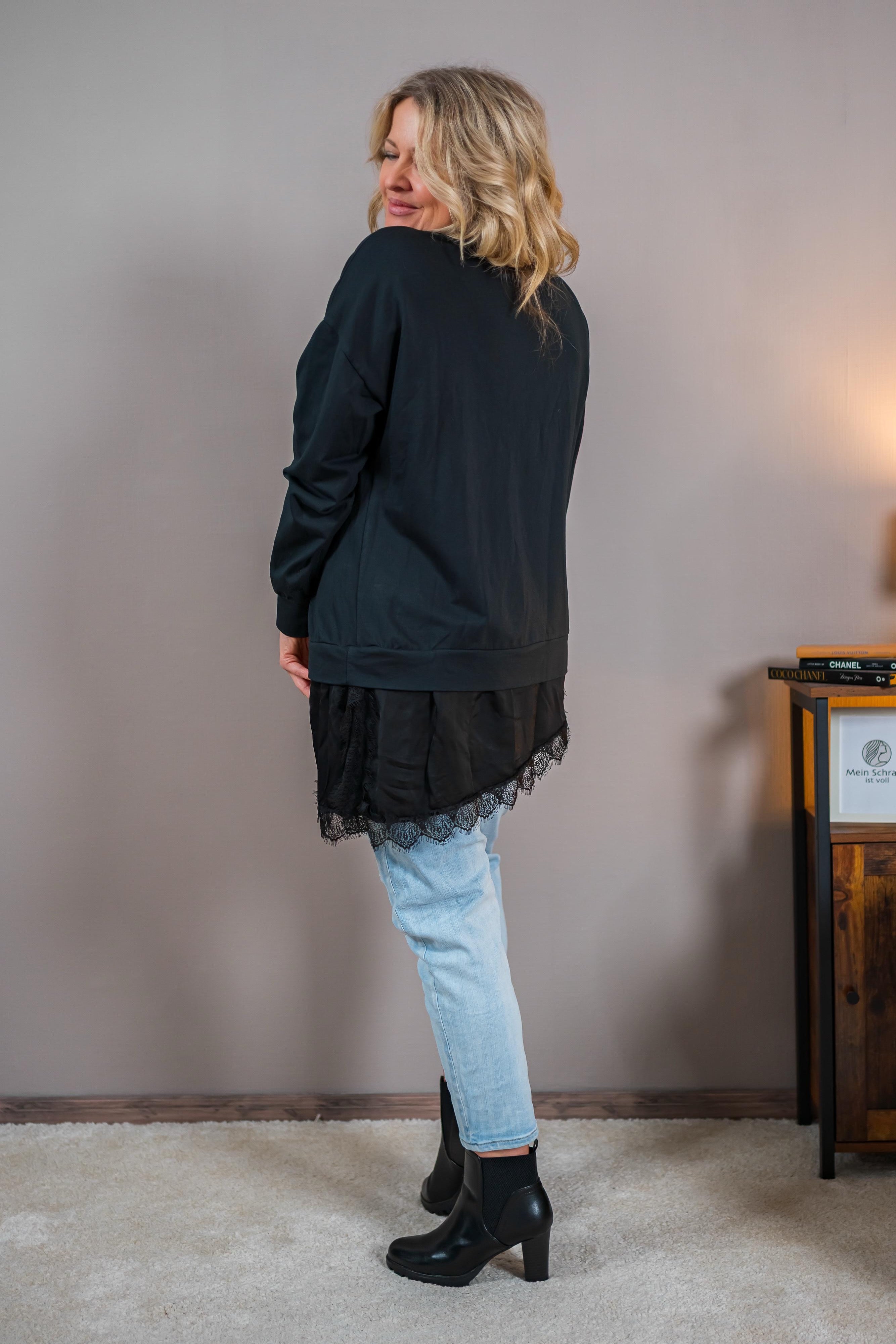 Sweatshirt mit Statement-Print, schwarz