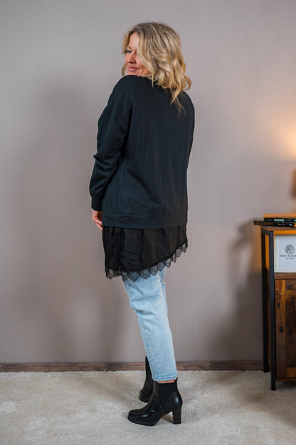 Sweatshirt mit Statement-Print, schwarz