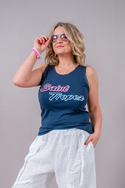 Stylisches Sommertop mit Print, dunkelblau