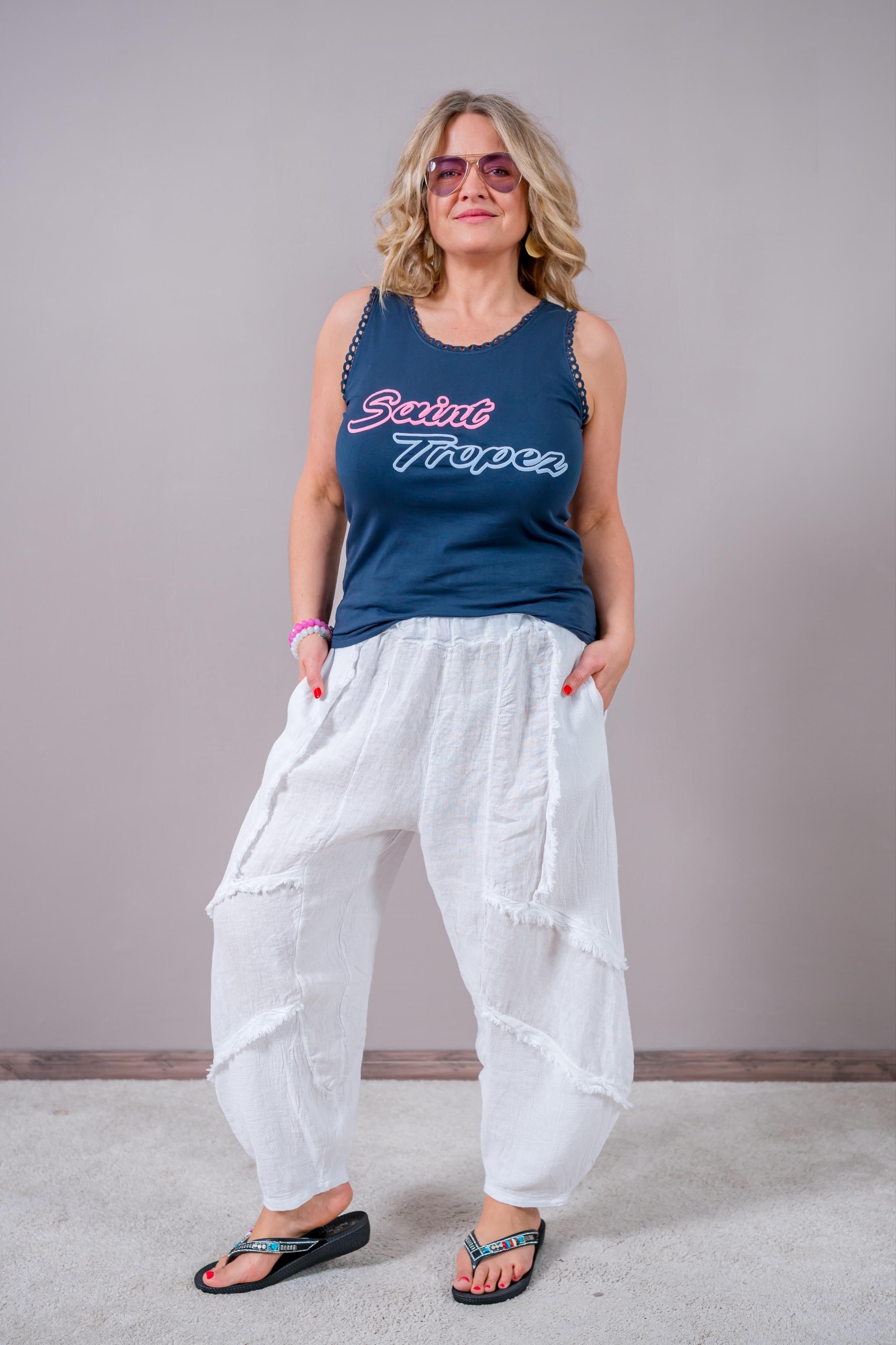 Stylisches Sommertop mit Print, dunkelblau