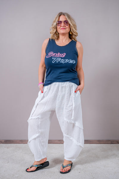 Stylisches Sommertop mit Print, dunkelblau