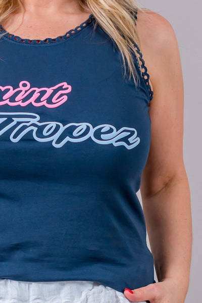 Stylisches Sommertop mit Print, dunkelblau