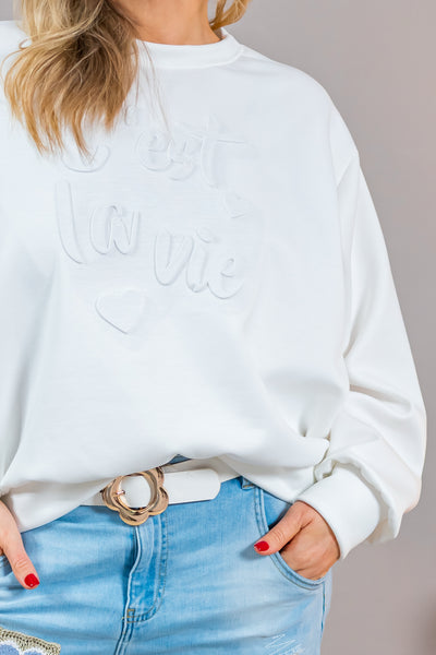 Stylisches Sweatshirt mit Schriftzug, weiß