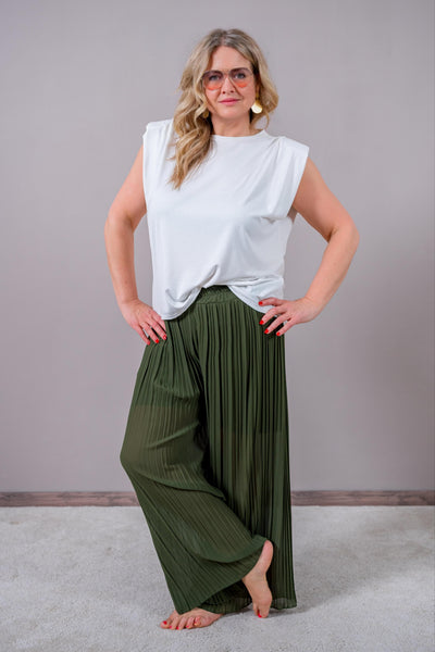 Leichte Plissee-Hose, khaki