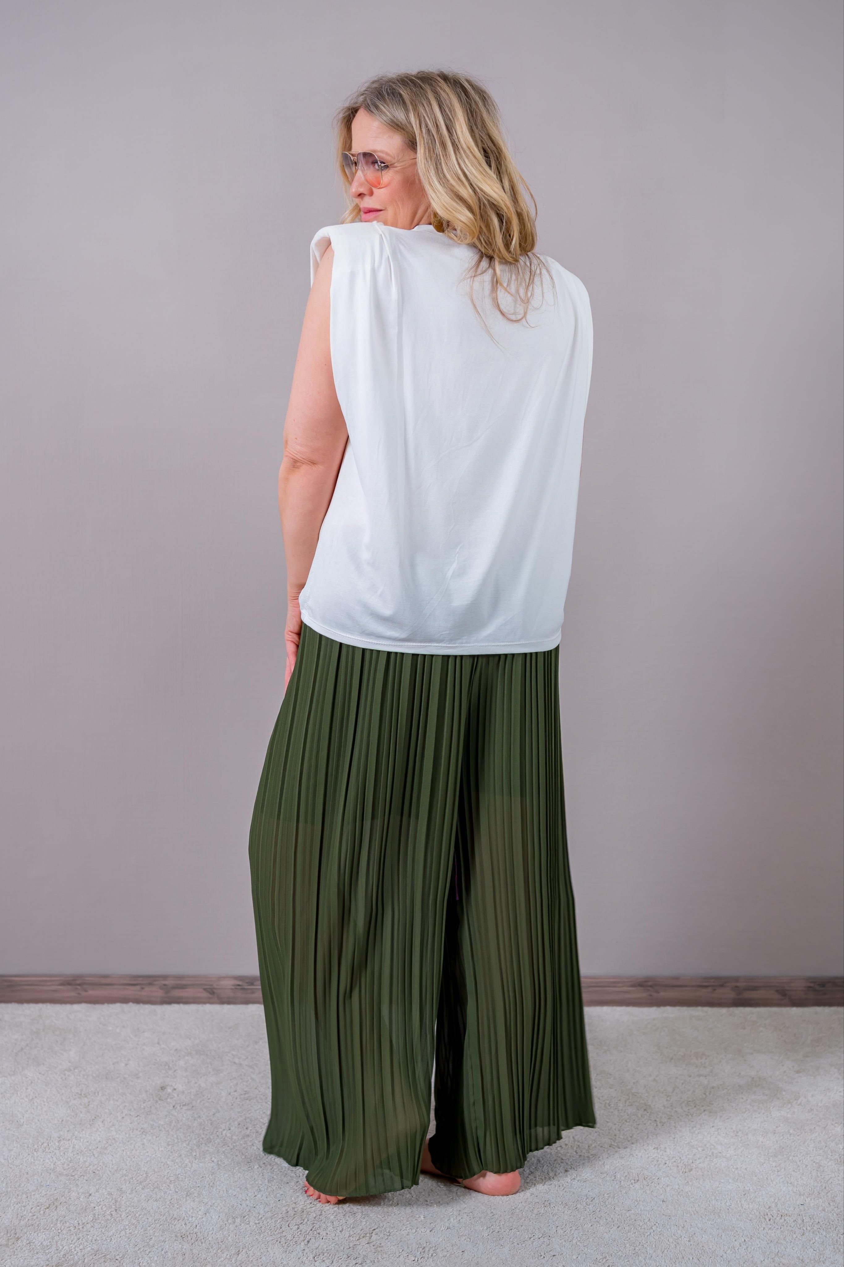 Ärmelloses Shirt mit Schulterpolstern, off-white