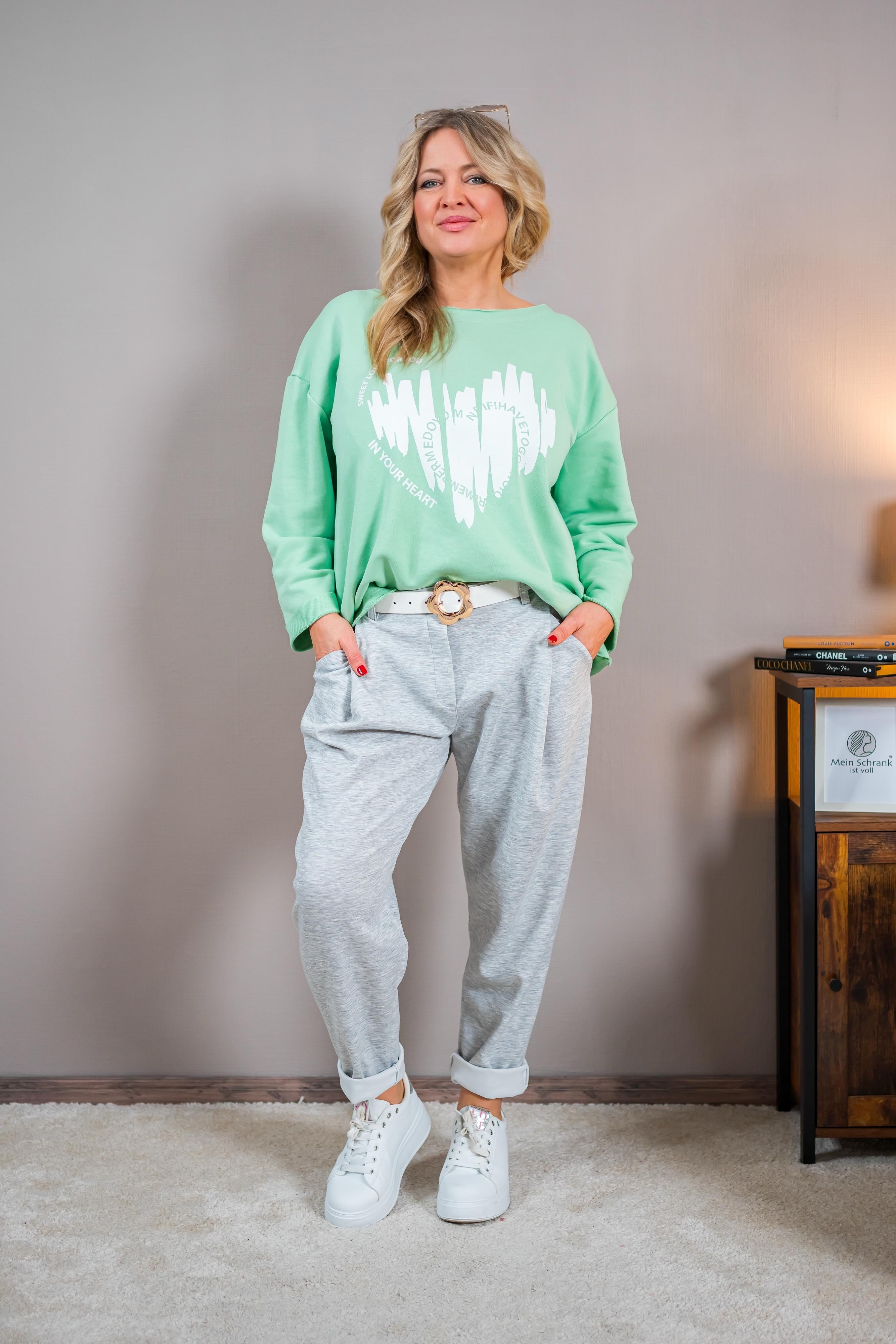 Stylisches Sweatshirt mit Print, mintgrün